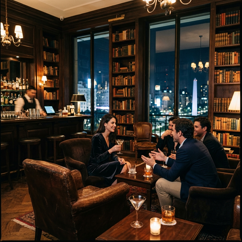 Private library and cocktail salon at Buenos Aires Grand